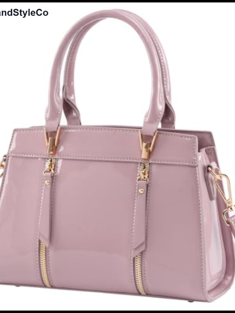 Patent Leather Satchel Tote Shoulder Bag with Detachable Crossbody Strap
